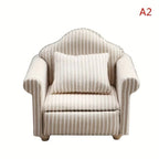Miniature Dollhouse Sofa Set – Elegant Living Room Furniture with Pillows