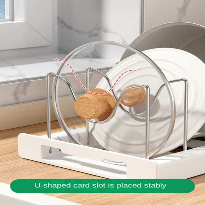 Foldable Kitchen Utensil Storage Rack, Kitchen Pot Lid Storage Rack, Kitchen Utensil Artifact Pot Storage Organizer