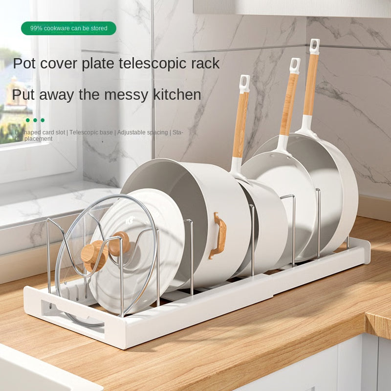 Foldable Kitchen Utensil Storage Rack, Kitchen Pot Lid Storage Rack, Kitchen Utensil Artifact Pot Storage Organizer