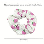 Boho Fruit Print Fabric Scrunchies Set Elegant Hair Accessories 3pcs
