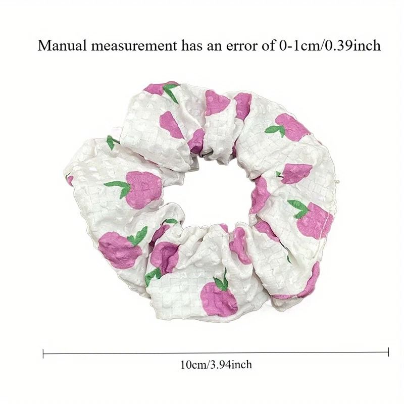 Boho Fruit Print Fabric Scrunchies Set Elegant Hair Accessories 3pcs