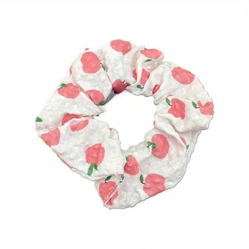Boho Fruit Print Fabric Scrunchies Set Elegant Hair Accessories 3pcs