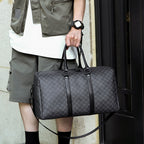 Large Capacity Men Black Traveling Bag, Business Travel Luggage, Classic Printed Handbag Shoulder Bag for Men