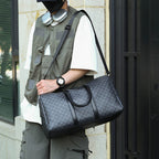 Large Capacity Men Black Traveling Bag, Business Travel Luggage, Classic Printed Handbag Shoulder Bag for Men