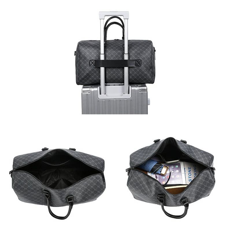 Large Capacity Men Black Traveling Bag, Business Travel Luggage, Classic Printed Handbag Shoulder Bag for Men