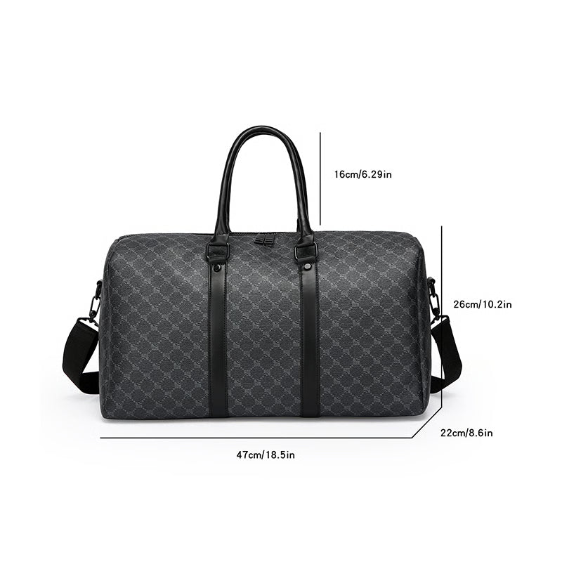 Large Capacity Men Black Traveling Bag, Business Travel Luggage, Classic Printed Handbag Shoulder Bag for Men