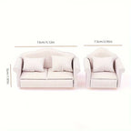 Miniature Dollhouse Sofa Set – Elegant Living Room Furniture with Pillows