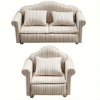 Miniature Dollhouse Sofa Set – Elegant Living Room Furniture with Pillows
