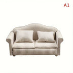 Miniature Dollhouse Sofa Set – Elegant Living Room Furniture with Pillows